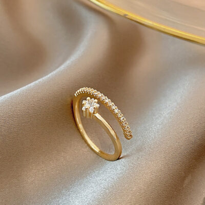 Dongdaemun của Hàn Quốc mới s925 nhẫn ngôi sao zircon nạm kim cương nữ mở bán buôn nhẫn có thể điều chỉnh