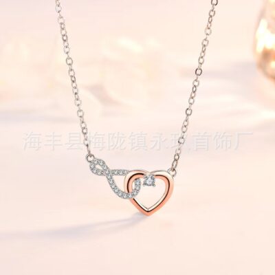 Nhân Chứng Tình Yêu Vĩnh Cửu Boutique Trái Tim Vòng Cổ 8 Ký Tự Thời Trang Đơn Giản Cá Tính Lồng Vào Nhau Mặt Dây Chuyền Màu Tách Thủ Công