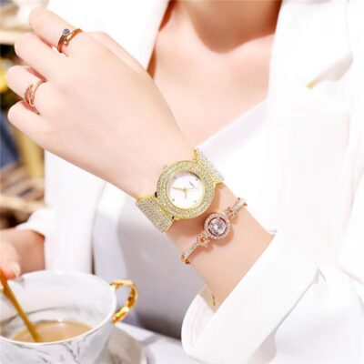 Xu hướng ngoại thương đồng hồ đeo tay nữ đơn giản rhinestone starry thời trang thạch anh sang trọng các nhà sản xuất đồng hồ đeo tay nữ thay mặt cho