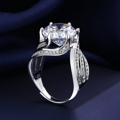 Douyin Bán Chạy Từ Công Chúa Kim Cương Lớn Trứng Chim Bồ Câu Cao Cấp 5 Carat Mô Phỏng Nhẫn Đứng Kim Cương Nữ Carbon Cao Cấp Moissanite Nhẫn nhẫn Nhẫn