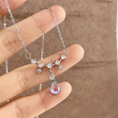 Vẻ Đẹp Nước Mắt Đá Mặt Trăng Vòng Cổ Nữ Ánh Sáng Sang Trọng Dịu Dàng Cổ Tích Mặt Dây Chuyền Ins Nhỏ Khí Chất Sinh Viên Mùa Hè Vòng Cổ