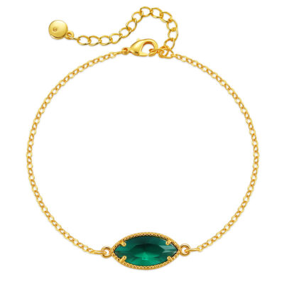 eBay mới mạ đồng vàng thật 18K dây chuyền mỏng thiết kế trang sức đơn giản đá quý ngọc lục bảo vòng tay thời trang khí chất