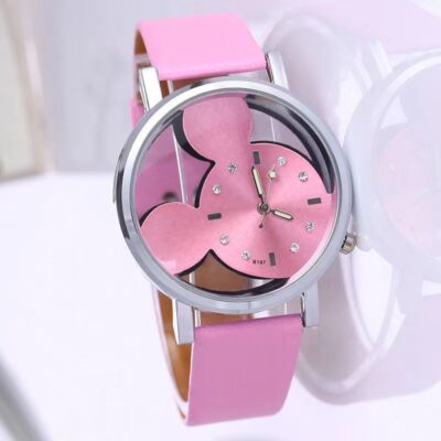 Mới Đồng Hồ Trong Suốt Rỗng Mickey Đồng Hồ Nữ Thời Trang Dây Đồng Hồ Học Sinh Đồng Hồ Trẻ Em Đồng Hồ Điểm Bán Buôn