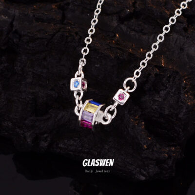 Nhật Bản và Hàn Quốc cá nhân hóa màu Zircon Passepartout vòng cổ thiết kế thích hợp retro cơ bản chuỗi xương đòn dây chuyền nữ bán buôn