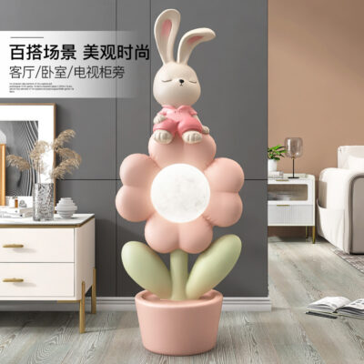 Tân gia Nhà mới Quà tặng Hoa lớn Phòng khách Trang trí từ trần đến sàn Phụ kiện gia đình Thỏ Phòng ngủ Đầu giường Đèn ngủ Ngôi nhà mới