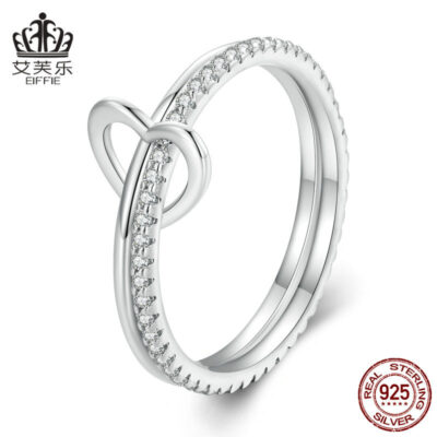 Aifule quốc tế ban đầu S925 bạc zircon tình yêu đôi nhẫn nhẫn hình trái tim nhẫn nổ BSR412