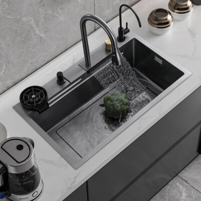 Chậu rửa bát Raindance tích hợp vòi kéo chậu rửa bát đặt dưới quầy chậu rửa có khe đơn lớn