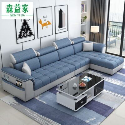 Sofa vải sofa phòng khách ba chỗ ngồi hàng thẳng công nghệ tối giản hiện đại vải sofa hộ gia đình nông thôn