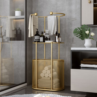 Bắc Âu Giá Treo Khăn Sàn Đèn Sang Trọng Giá Treo Khăn Phòng Tắm Đơn Giản Kệ Đựng Đồ Phòng Tắm Giá Đựng Quần Áo Bẩn Giỏ