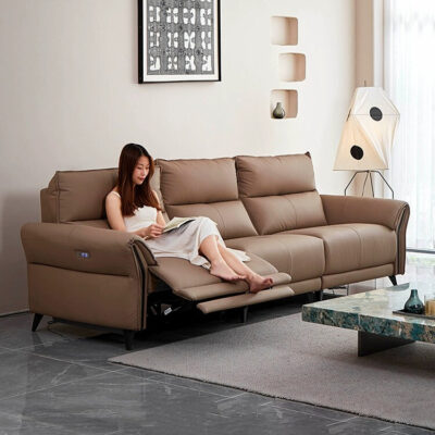 Sofa da điện đa chức năng không gian hạng nhất Capsule Rạp hát tại nhà hàng thẳng Ghế sofa da bò lớp đầu tiên tối giản hiện đại