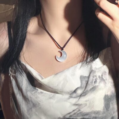 Opal Mặt Trăng Vòng Cổ Ánh Sáng Sang Trọng Thiết Kế Hốc Xương Đòn Chuỗi Tinh Tế Cảm Giác Sảng Khoái Đơn Giản Boudoir Mật Ong Mặt Dây Chuyền Cặp Đôi Nữ