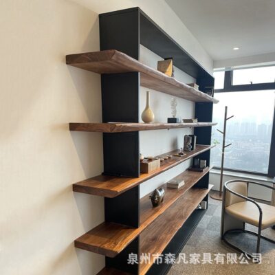 Mỹ gốc gỗ chắc chắn kệ sách treo tường phòng khách văn phòng retro đơn giản kệ sàn trưng bày giá đỡ trưng bày