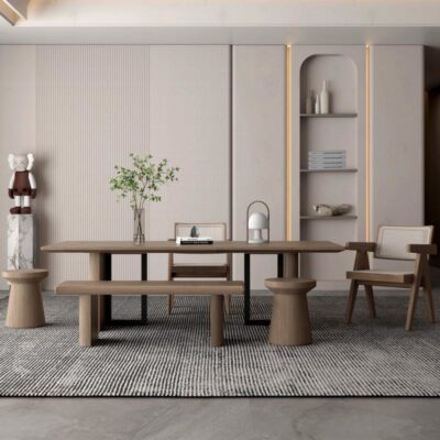 Bàn trà gỗ nguyên khối kết hợp hiện đại tối giản thời trang tại nhà bàn trà bàn ăn bàn gỗ bảng lớn bàn trà