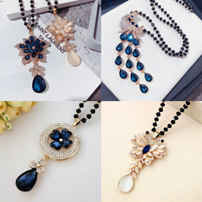 Hàn Quốc Con Công Áo Len Dài Dây Chuyền Retro Dây Chuyền Pha Lê Vòng Cổ Đá Opal Trang Sức Mặt Dây Chuyền Kim Cương Phụ Kiện Bán Buôn