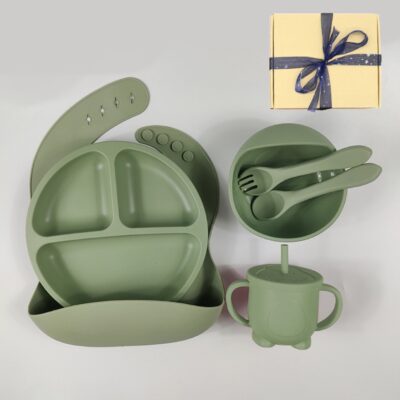 2023 Xuyên Biên Giới Trẻ Em Silicone Bổ Sung Thực Phẩm Full Bộ Đồ Ăn Yếm 6 Bộ Bộ Đồ Ăn Chống Rơi Hút Ngăn