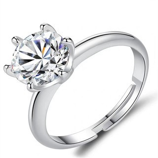 Sống nổ quà tặng nhẫn cổ điển Nhẫn kim cương sáu móng Moissanite nhẫn cô gái nhẫn trái tim nhẫn kim cương