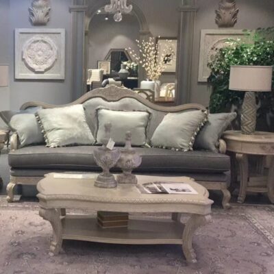 Lepinju Ghế sofa gỗ nguyên khối nhẹ nhàng sang trọng kiểu Mỹ Phong cách châu Âu retro biệt thự cổ phòng khách ba người ghế sofa chạm khắc kết hợp