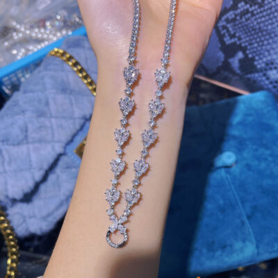 Vòng cổ đa năng đính kim cương siêu nhỏ nữ trang sức cao cấp màu ngọc lục bảo kho báu tourmaline mặt dây chuyền khóa vòng cổ đa năng dây chuyền đa năng