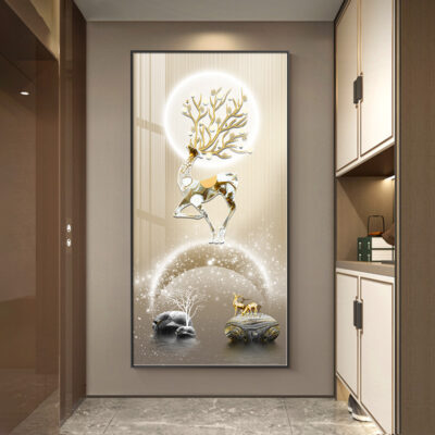 Lối vào bức tranh trang trí Đẹp phòng khách sang trọng bầu không khí lối vào nai sừng tấm hành lang lối đi hiện đại tối giản nền tường pha lê sứ treo bức tranh