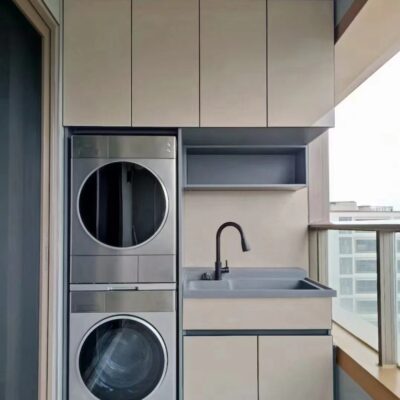 Hợp kim nhôm đơn giản toàn bộ bảng ban công tủ khuyến mãi sân thượng ngoài trời lưu trữ tủ lưu trữ máy giặt máy sấy tủ nhôm