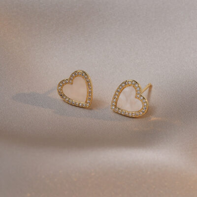 Bông tai nữ bạc 925 kim đi lại hàng ngày gió lạnh bông tai zircon love niche thiết kế cảm giác ins bông tai gió