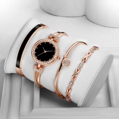 Bộ bốn món nổ của đồng hồ nữ ngoại thương bùng nổ cung cấp bộ tứ món đồ đồng hồ nữ đồng hồ thạch anh thời trang nữ