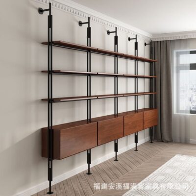 Giá sách tối giản kiểu Ý Tủ sách phòng khách từ sàn đến trần Kệ kiểu Bắc Âu đơn giản nhiều lớp bằng sắt rèn giá treo tường bằng gỗ nguyên khối