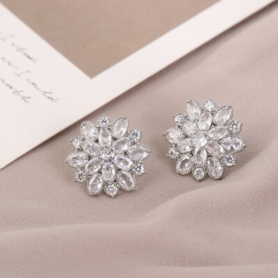 Bông tai ngọt ngào bông tai bông tuyết khảm vi zircon với đèn flash kim cương trang sức thời trang cá tính Hàn Quốc bán buôn