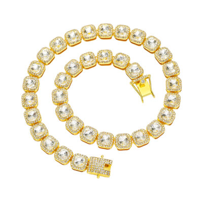 Châu Âu Và Mỹ Mới Hip-Hop Vuông Đá Vòng Cổ Nam Hip-Hop Thoáng Mát Thời Trang Khâu Full Trang Sức Vòng Cổ Kim Cương