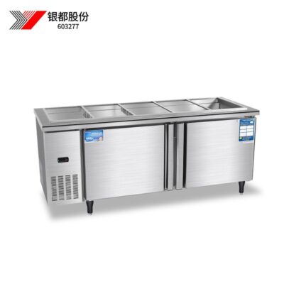 Tủ lạnh thương mại Yindu tủ tươi nhà bếp cửa hàng trà sữa thiết bị làm lạnh bàn làm việc tủ đông thương mại mở tủ đông