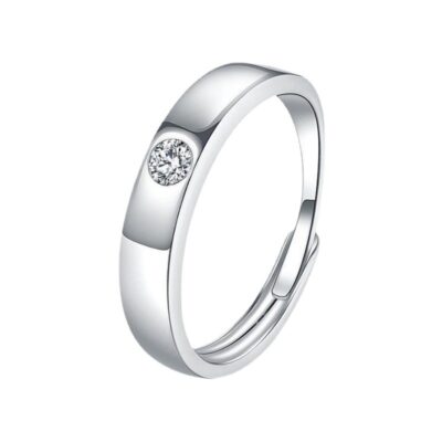 Đơn giản nhẫn nam Moissanite bạc S925 độc đoán nhẫn cao cấp mạ bạch kim khảm kim cương rực rỡ 30 điểm