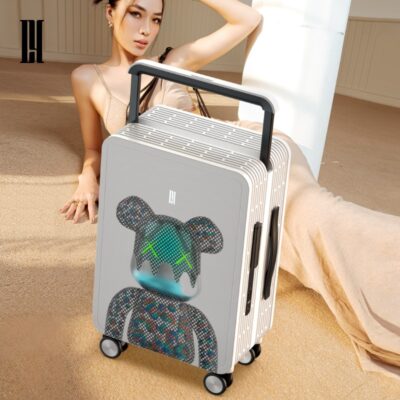 Vali màu đỏ lưới nữ xe đẩy graffiti bánh xe phổ thông Hộp mật khẩu 24 inch vali thích hợp 20 nội trú thay mặt cho