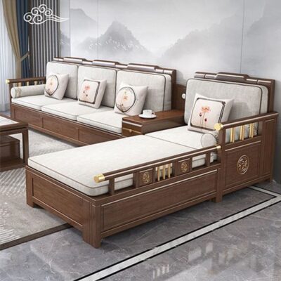 Hiện Đại Mới Phong Cách Trung Hoa Sofa Gỗ Chắc Chắn Phòng Khách Hộ Gia Đình Nhỏ Đơn Giản Ghế Sofa Kết Hợp Nội Thất Bằng Gỗ Óc Chó