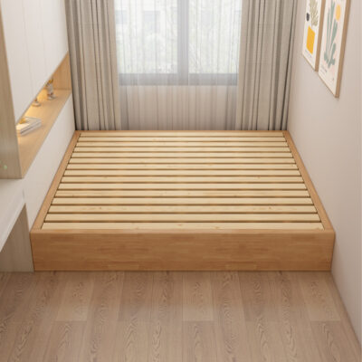 Không có giường đầu giường Sàn gỗ đặc trải chiếu tatami Giường khách sạn 1 mét không có tựa lưng 1.2 Khung giường 1.5 tối giản hiện đại của Nhật Bản