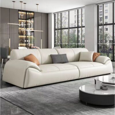 Sofa da mới tối giản, hiện đại, đơn giản, lớn nhỏ, phòng khách, da thẳng, phong cách Ý, kết hợp sofa sang trọng nhẹ nhàng