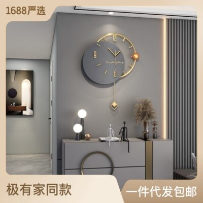 Internet người nổi tiếng hiện đại tối giản ánh sáng sang trọng đồng hồ treo tường phòng khách đồng hồ khí quyển thời trang gia đình 2023 đồng hồ treo tường đồng hồ treo tường sáng tạo