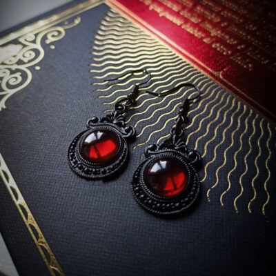 Xuyên Biên Giới Âu Mỹ Bán Chạy Gothic Retro Ruby Bông Tai Thời Trang Cá Tính Phù Thủy Gương Vòng Cổ Mặt Dây Chuyền Trang Sức