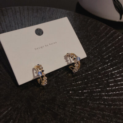 Bạc 925 Kim Ánh Sáng Tinh Tế Bông Tai Sang Trọng Nữ Hàn Quốc Sương Mù Xanh Bông Tai Opal Siêu Cổ Tích Cao Cấp Hốc Bông Tai