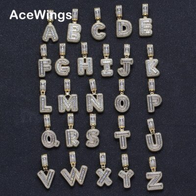 Bingtang 26 Chữ Cái Tiếng Anh Mặt Dây Chuyền Xu Hướng Sáng Tạo Đồng Dát Zircon Mặt Dây Chuyền Nam Tự Làm Châu Âu Và Mỹ Hip-Hop Vòng Cổ Nữ