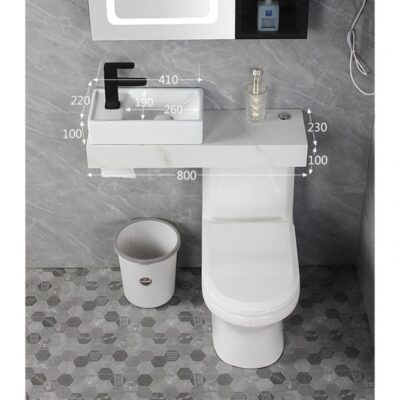 Tối giản hiện đại tiết kiệm nước với chậu rửa mặt bồn cầu xả tích hợp vòi nhà chung cư nhỏ phòng tắm kết hợp tủ