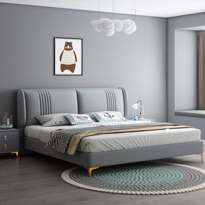 Vải công nghệ hiện đại Bắc Âu giường vải đơn giản giường đôi 2 mét giường cưới phòng ngủ chính gió căn hộ nhỏ ánh sáng giường lưới sang trọng màu đỏ