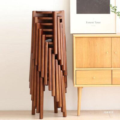 Gỗ nguyên khối nhỏ phân lưới đỏ nhà vuông phân thấp phân có thể xếp chồng lên nhau phòng khách bàn ăn phân tròn ghế băng ghế gỗ phân thay đồ