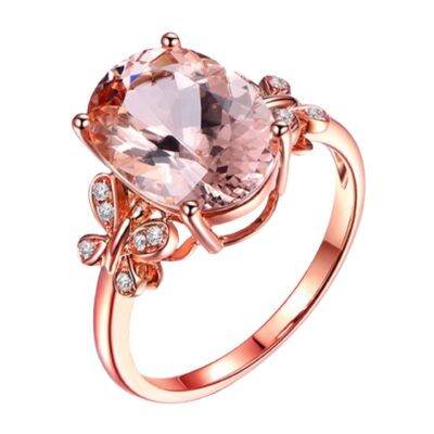 Wish trang sức ngoại thương nhẫn morganite tự nhiên 5 carat mạ vàng hồng 18K nhẫn kim cương màu nhẫn kho báu