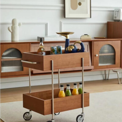 Gỗ chắc chắn xe đẩy ghế sofa phòng khách tủ bảo quản nhà nhiều lớp đồ ăn nhẹ kệ đầu giường có thể tháo rời phong cách thời Trung Cổ bên bàn