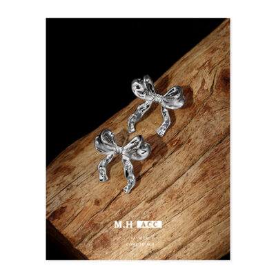 Bông tai nơ nữ in đám đông nhỏ cảm giác thiết kế phong cách Âu Mỹ hoa tai phóng đại cá tính thời trang đơn giản phù hợp với mọi loại bông tai