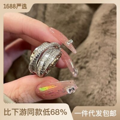 Nhẫn hợp thời trang mới hợp thời trang đính đá zircon dành cho nữ thích hợp cho nữ cao cấp cá tính nhẹ nhàng sang trọng có thể điều chỉnh nhẫn ngón trỏ