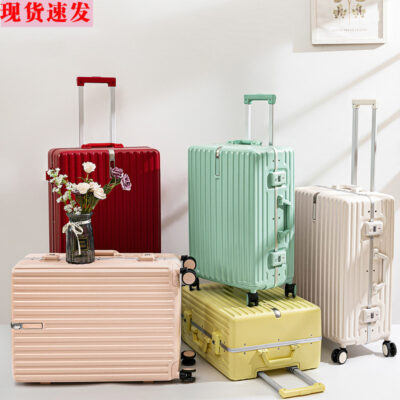 Vali khung nhôm mặt hẹp vali bánh xe đa năng vali đầy đủ mã PC 20 inch nội trú nhỏ khóa hải quan ngoại thương