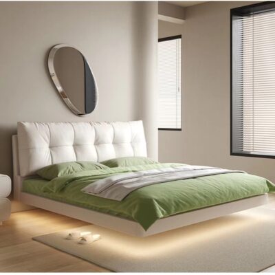Century Master Light Sang trọng Giường da đơn giản Phòng ngủ Giường treo Hiện đại Lưới đơn giản màu đỏ Caterpillar Phòng ngủ chính Giường cưới