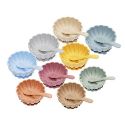 2022 Sản Phẩm Mới Bí Ngô Ren Bát Muỗng Silicone Cho Bé Đồ Dùng Cho Trẻ Em Ăn Bộ Đồ Ăn Chống Rơi Cốc Hút Bổ Sung Bát Thìa Thức Ăn