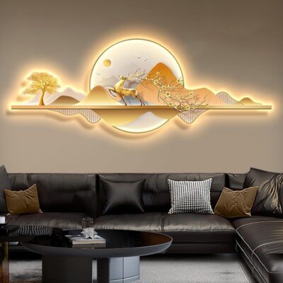 Ánh sáng hiện đại sang trọng tranh trang trí phòng khách cảm giác tiên tiến đèn led tranh lưng với nền sofa nền tranh treo tường tranh dạ quang